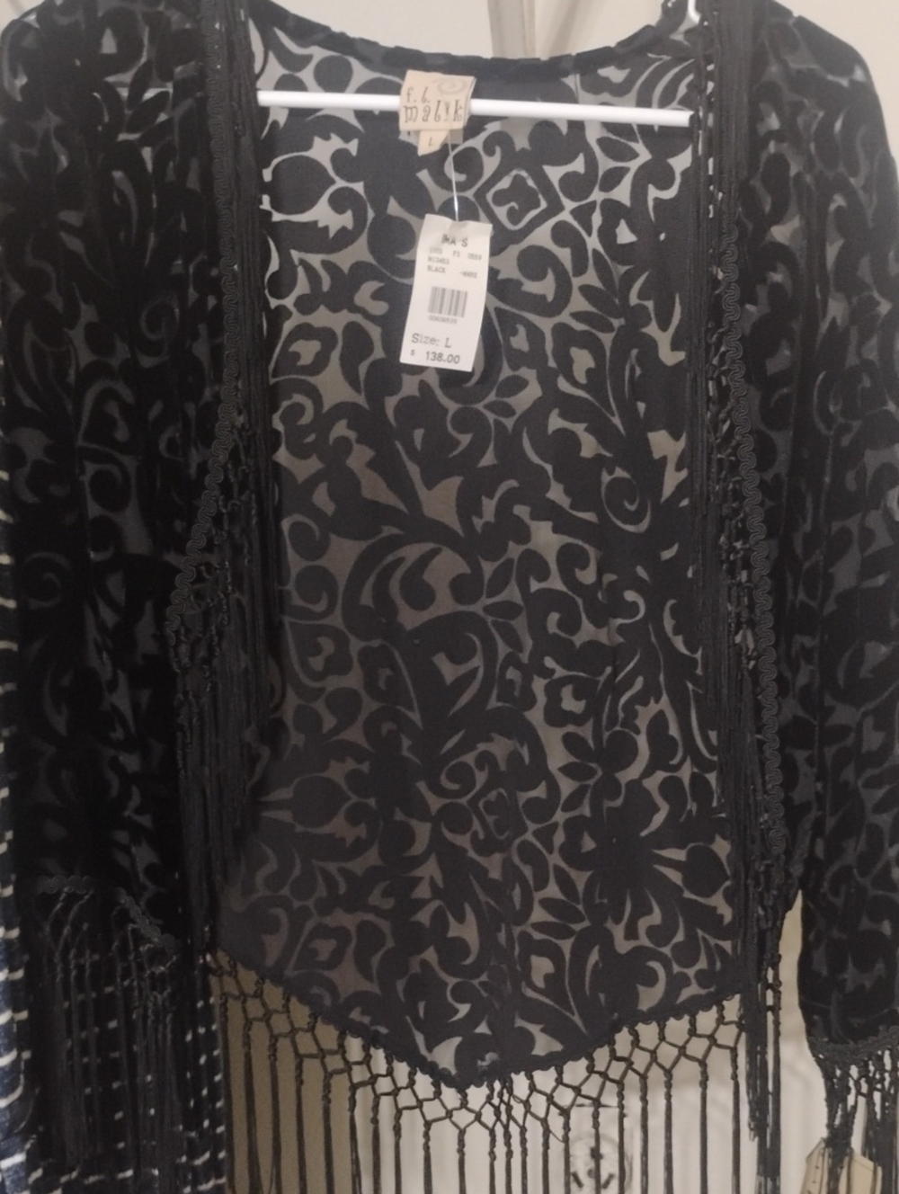 Vintage f.l.Malik Black Floral Burnout Overlay NWT